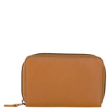 Portefeuille zippé en cuir moyen format Caramel