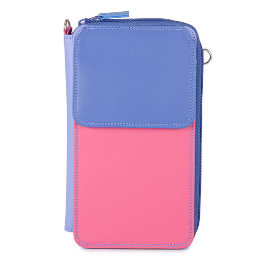 Zip Round Multi Purse with Shoulder Strap Viola
