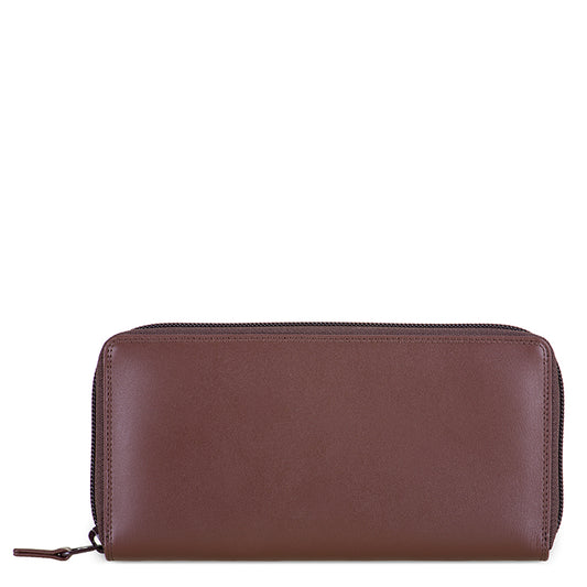 Portafoglio grande con zip Cacao