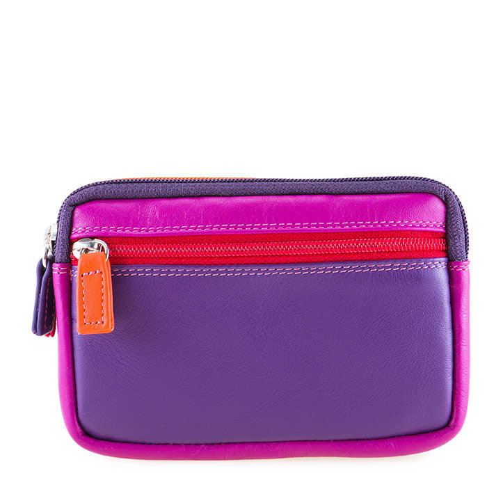Small Leather Double Zip Purse Sangria