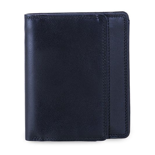 Herrenbörse mit Wiener Schachtelfach Schwarz-Blau