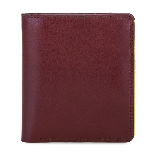 Portafoglio da uomo Bi-fold con scomparto estraibile Marrone-Giallo