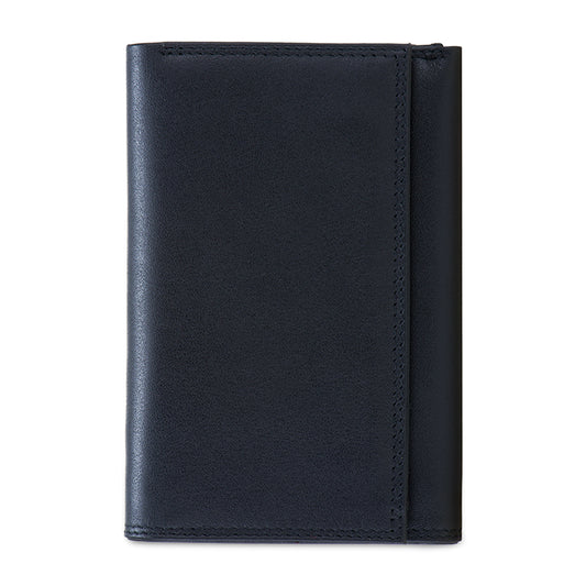 Portafoglio da uomo Tri-fold con zip Nappa Nero