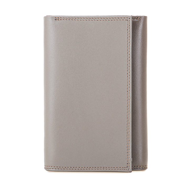 Tri fold Wallet Zip Nappa Fumo
