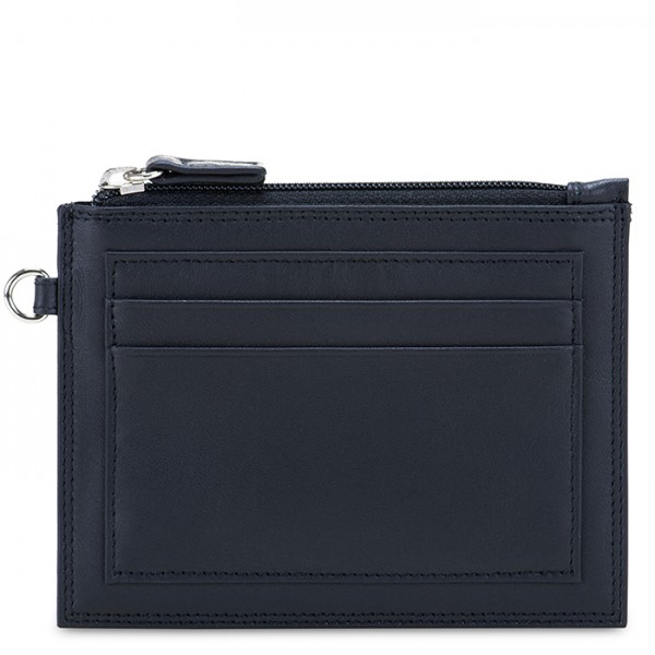 Porte-monnaie et porte-cartes RFID zippé Nappa Noir