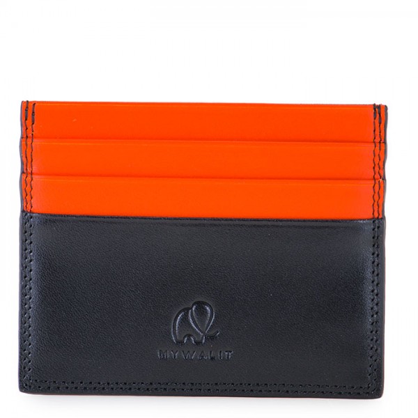 Porta carte di credito doppio con tecnologia RFID Nero-Arancione