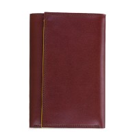 Men's Tri-fold Wallet with Zip Brown-Yellow