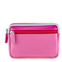 Small Leather Double Zip Purse Ruby