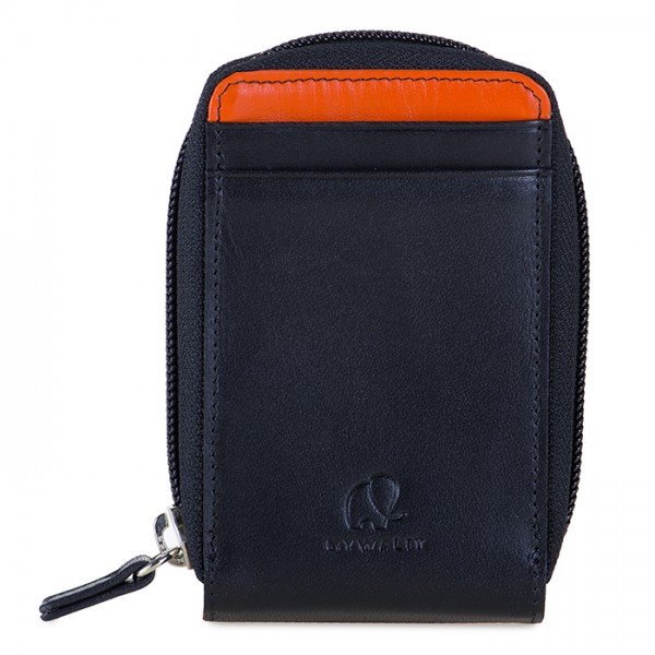 Porte-cartes zippé Noir-Orange