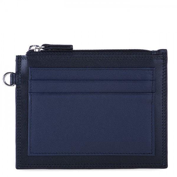 Porte-monnaie et porte-cartes zippé Noir-Bleu
