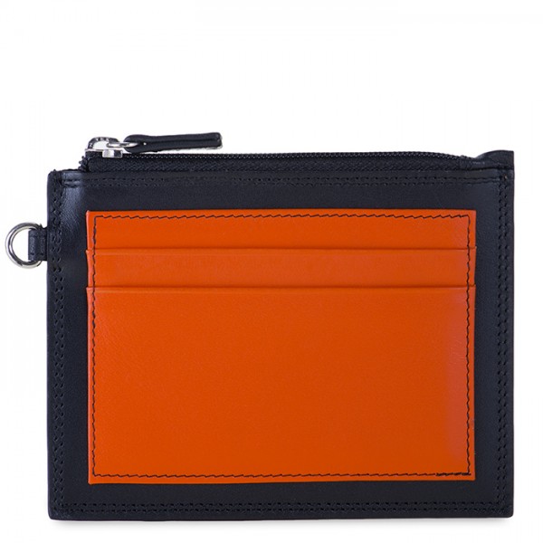 Portamonete e Portacarte con Zip Nero-Arancione