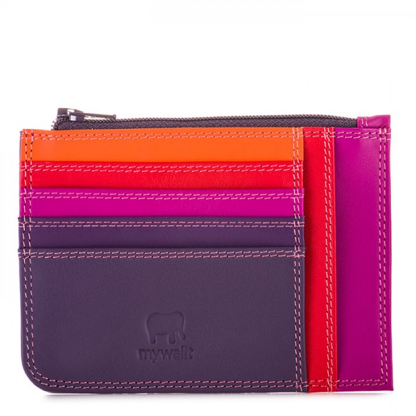 Slim Credit Card Holder with Coin Purse Sangria Multi