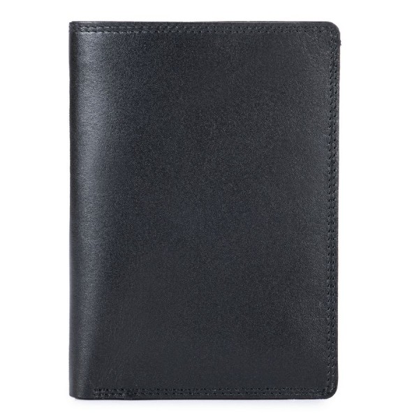 Men&#039;s Bi-colour Vertical Bi-Fold Wallet Black-Blue