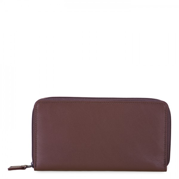 Large Double Zip Around Purse Cacao