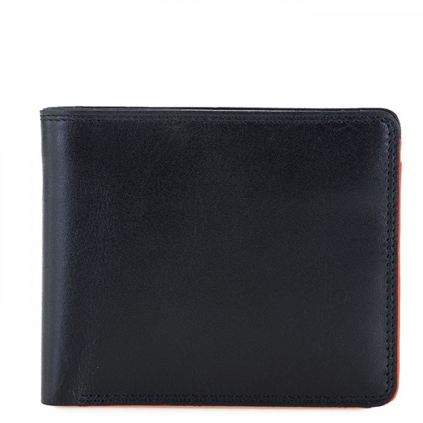 Portefeuille standard RFID pour homme avec poche à monnaie Noir-Orange