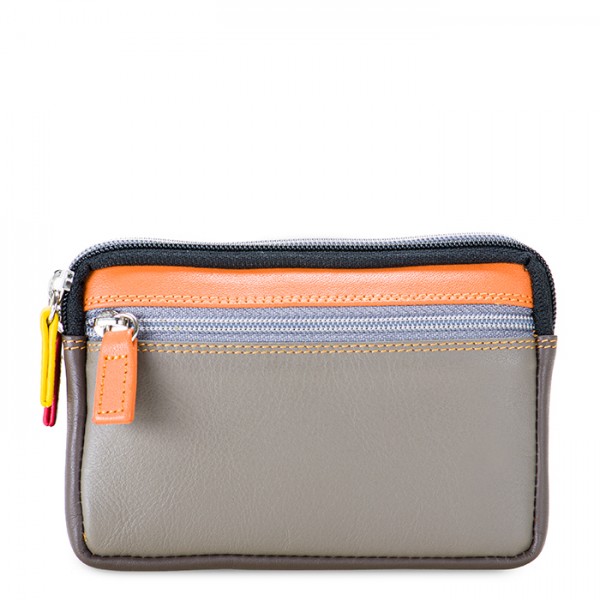 Small Leather Double Zip Purse Fumo