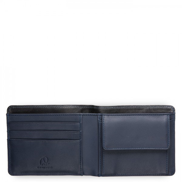 RFID Standard Men&#039;s Wallet with Coin Pocket Black-Blue