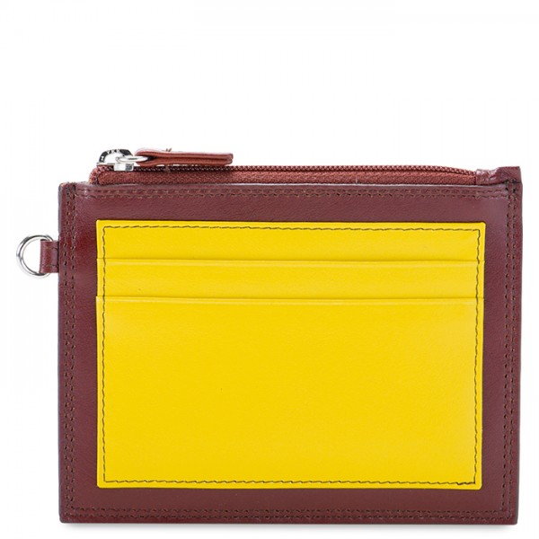 Porte-monnaie et porte-cartes zippé Brun-jaune