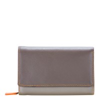 Medium Leather Flapover Wallet Fumo