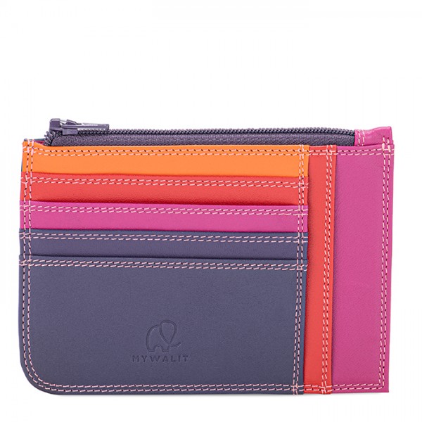 Slim Credit Card Holder with Coin Purse Sangria Multi